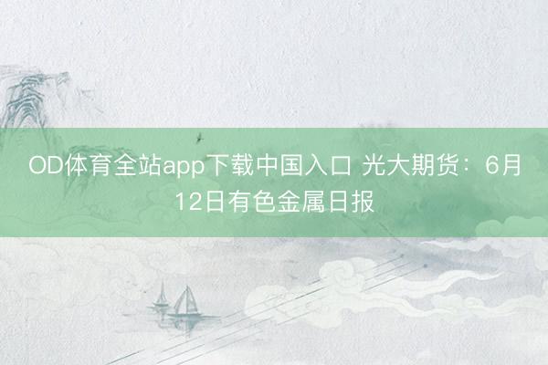 OD体育全站app下载中国入口 光大期货：6月12日有色金属日报
