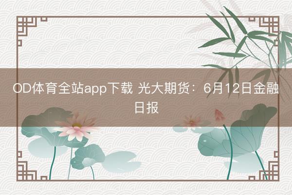 OD体育全站app下载 光大期货：6月12日金融日报