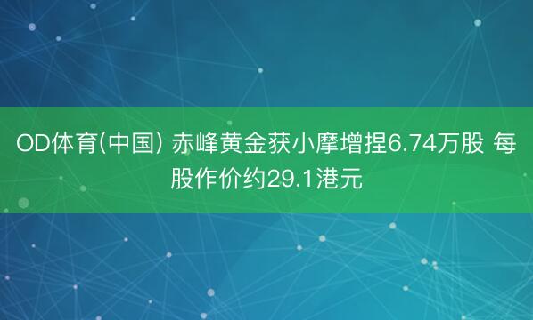 OD体育(中国) 赤峰黄金获小摩增捏6.74万股 每股作价约29.1港元