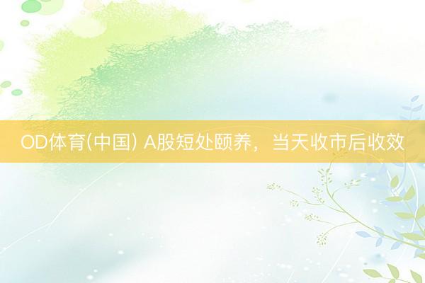 OD体育(中国) A股短处颐养，当天收市后收效