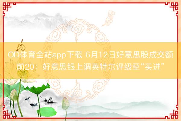 OD体育全站app下载 6月12日好意思股成交额前20：好意思银上调英特尔评级至“买进”