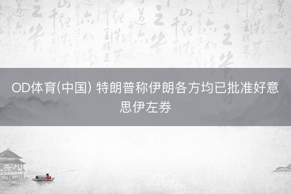 OD体育(中国) 特朗普称伊朗各方均已批准好意思伊左券