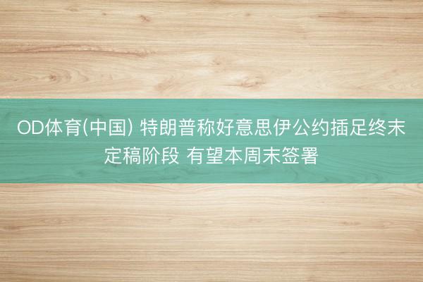 OD体育(中国) 特朗普称好意思伊公约插足终末定稿阶段 有望本周末签署