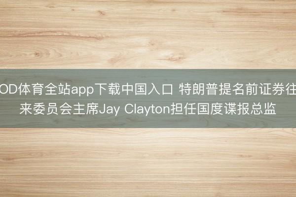 OD体育全站app下载中国入口 特朗普提名前证券往来委员会主席Jay Clayton担任国度谍报总监