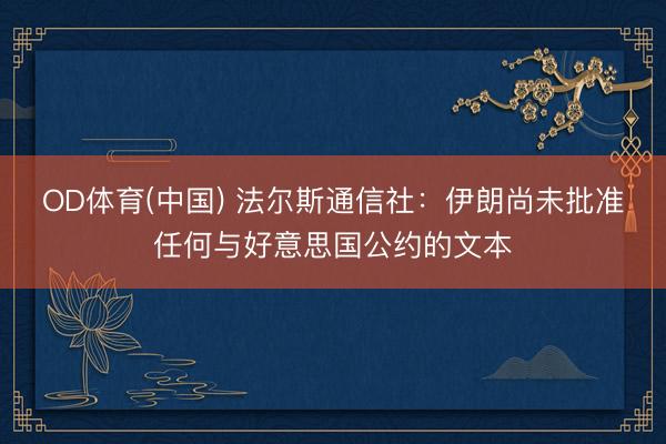 OD体育(中国) 法尔斯通信社：伊朗尚未批准任何与好意思国公约的文本
