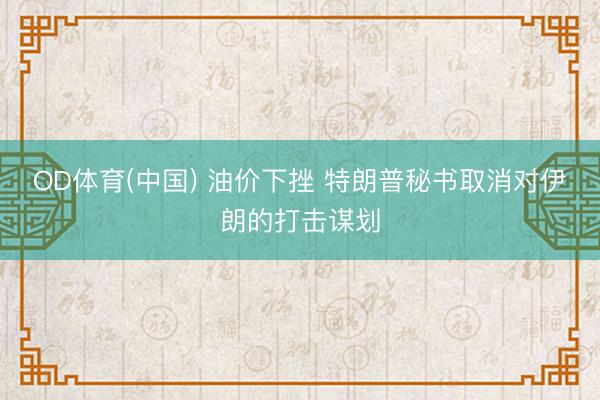 OD体育(中国) 油价下挫 特朗普秘书取消对伊朗的打击谋划