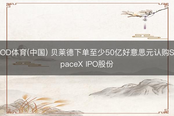 OD体育(中国) 贝莱德下单至少50亿好意思元认购SpaceX IPO股份