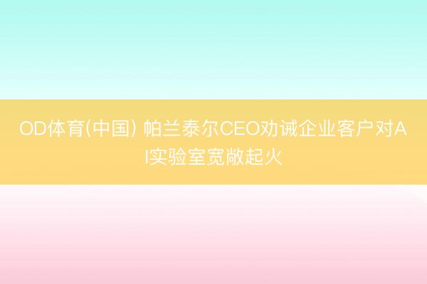 OD体育(中国) 帕兰泰尔CEO劝诫企业客户对AI实验室宽敞起火