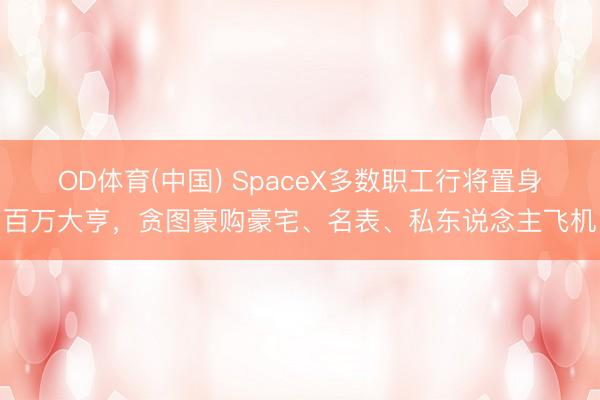 OD体育(中国) SpaceX多数职工行将置身百万大亨，贪图豪购豪宅、名表、私东说念主飞机