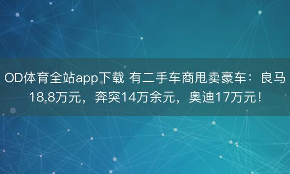 OD体育全站app下载 有二手车商甩卖豪车：良马18.8万元，奔突14万余元，奥迪17万元！