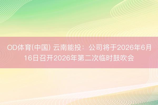 OD体育(中国) 云南能投：公司将于2026年6月16日召开2026年第二次临时鼓吹会