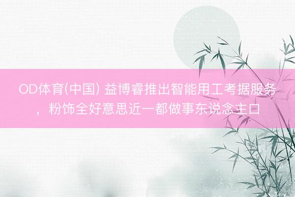 OD体育(中国) 益博睿推出智能用工考据服务，粉饰全好意思近一都做事东说念主口