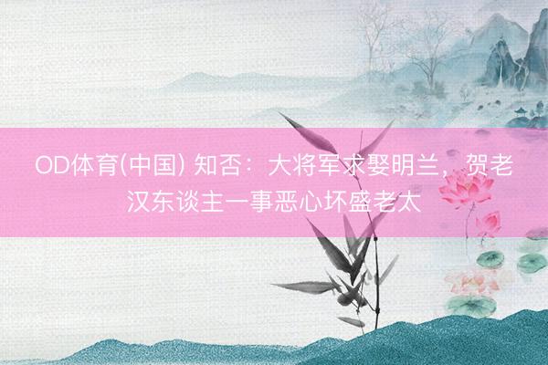 OD体育(中国) 知否：大将军求娶明兰，贺老汉东谈主一事恶心坏盛老太