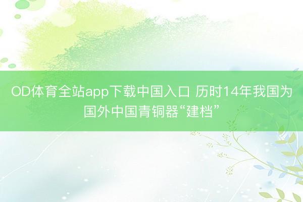 OD体育全站app下载中国入口 历时14年我国为国外中国青铜器“建档”