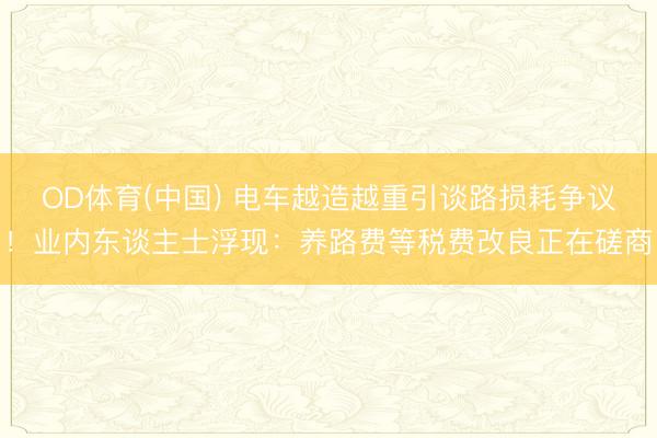 OD体育(中国) 电车越造越重引谈路损耗争议！业内东谈主士浮现：养路费等税费改良正在磋商